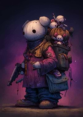Armed Teddy Bear with Backpack