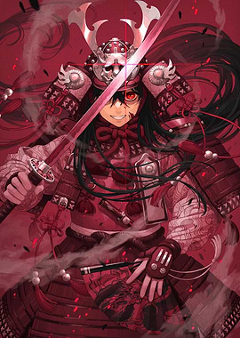 Red Samurai Warrior with Sword