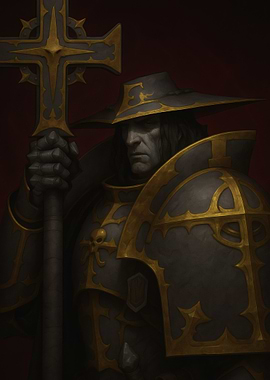 Dark Fantasy Warrior with Cross