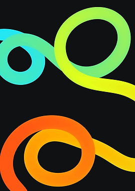 Abstract Colorful Gradient Tubes on Black