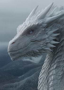 Icy White Dragon Portrait
