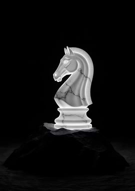 Chess Knight Piece on Rock