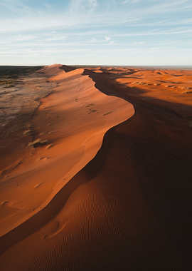 Aerial View of Desert Sand Dunes