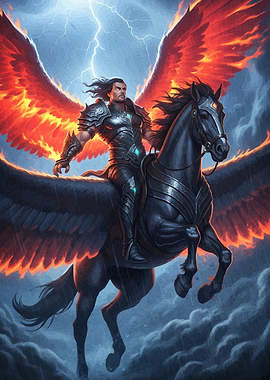 Winged Warrior Black Pegasus