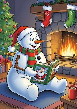 Snowman Christmas Story Fireplace