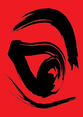 Abstract Eye Brushstroke on Red