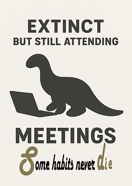 Extinct But Still Attending Meetings – Funny Office Dinosaur Poster