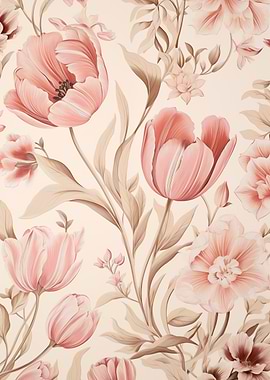 Pink Floral Blooming Tulips
