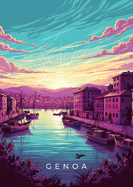 Genoa Harbor at Sunrise