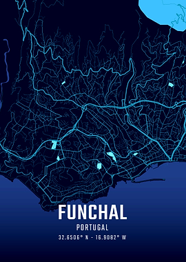Funchal Midnight City Map