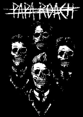 Papa Roach Band Skulls Black and White