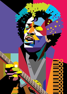 Jimi Hendrix Colorful Pop Art Portrait