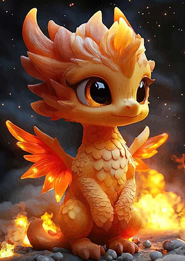 Cute Orange Dragon Fire