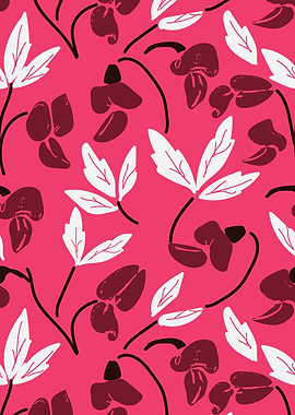 Floral Pattern with Dark Red Flowers