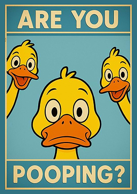 Are You Pooping? Duck Cartoon Poster