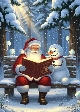 Santa and Snowman Reading Winter Tales