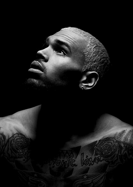 chris brown black and white portrait