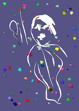 Minimalist Abstract Human Figure with Colorful Shapes