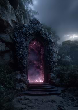Mystical Portal in Stone Cliff