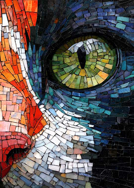 Mosaic Cat Eye Close-Up