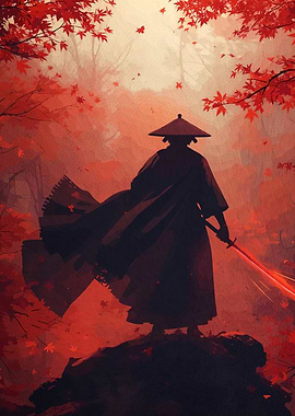 Samurai Autumn Forest Sword
