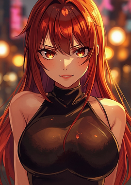 Anime Girl with Red Hair