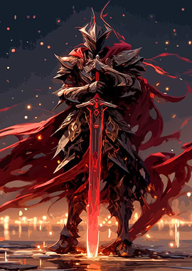 Dark Knight with Red Sword