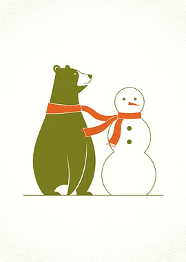Bear and Snowman with Scarves