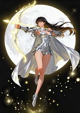 Fantasy Archer Woman with Moon