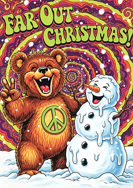 Far Out Christmas Bear and Snowman