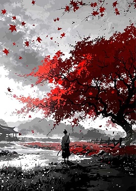 Samurai under Maple Tree