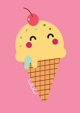 Cute Ice Cream Cone Illustration