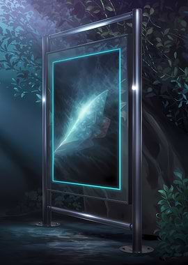 Neon-Framed Portal Moonlit Forest