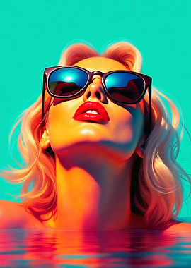 Woman with Sunglasses in Water