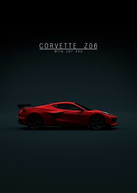 Red Corvette Z06 with Z07 Package