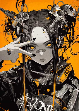 Cyberpunk Girl with Futuristic Headgear