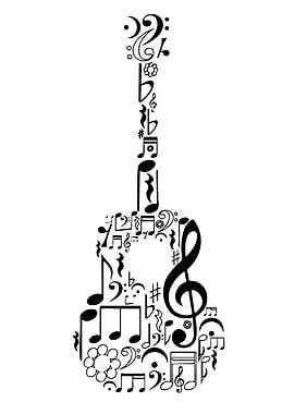Guitar Made of Musical Notes