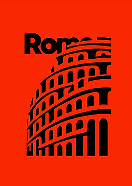 Rome Colosseum Black and Red Graphic