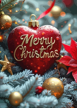 Merry Christmas Heart Ornament