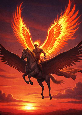 Fiery Winged Rider Pegasus