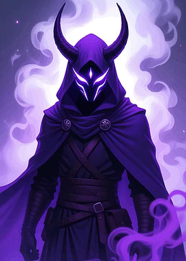 Purple Hooded Figure Horns