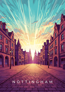 Nottingham Cityscape with Radiant Sky