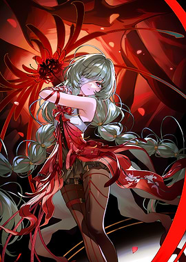 Girl with Red Spider Lilies