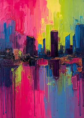 Colorful Abstract Cityscape Painting