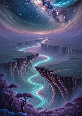 Fantasy Landscape with Glowing River