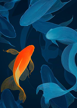 Abstract Koi Fish Art