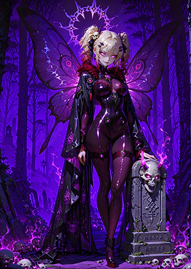 Dark Fairy in a Purple Forest