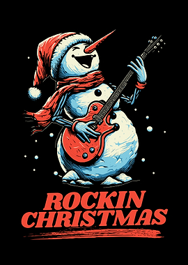 Rockin' Christmas Snowman with Guitar