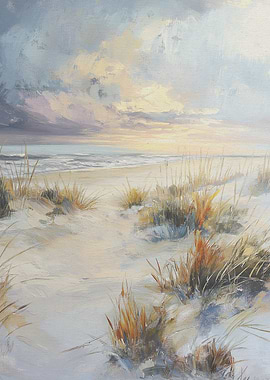 Beach Painting with Dunes and Sky