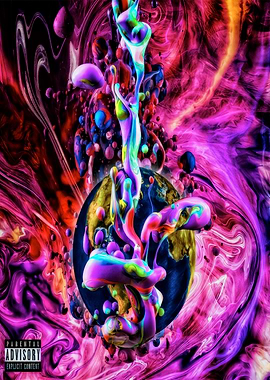 Psychedelic Earth with Abstract Swirls